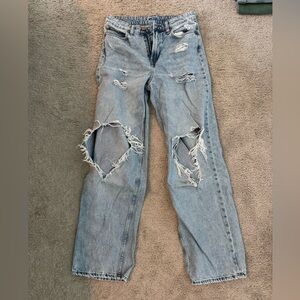 Distressed Wide Leg Denim Pants